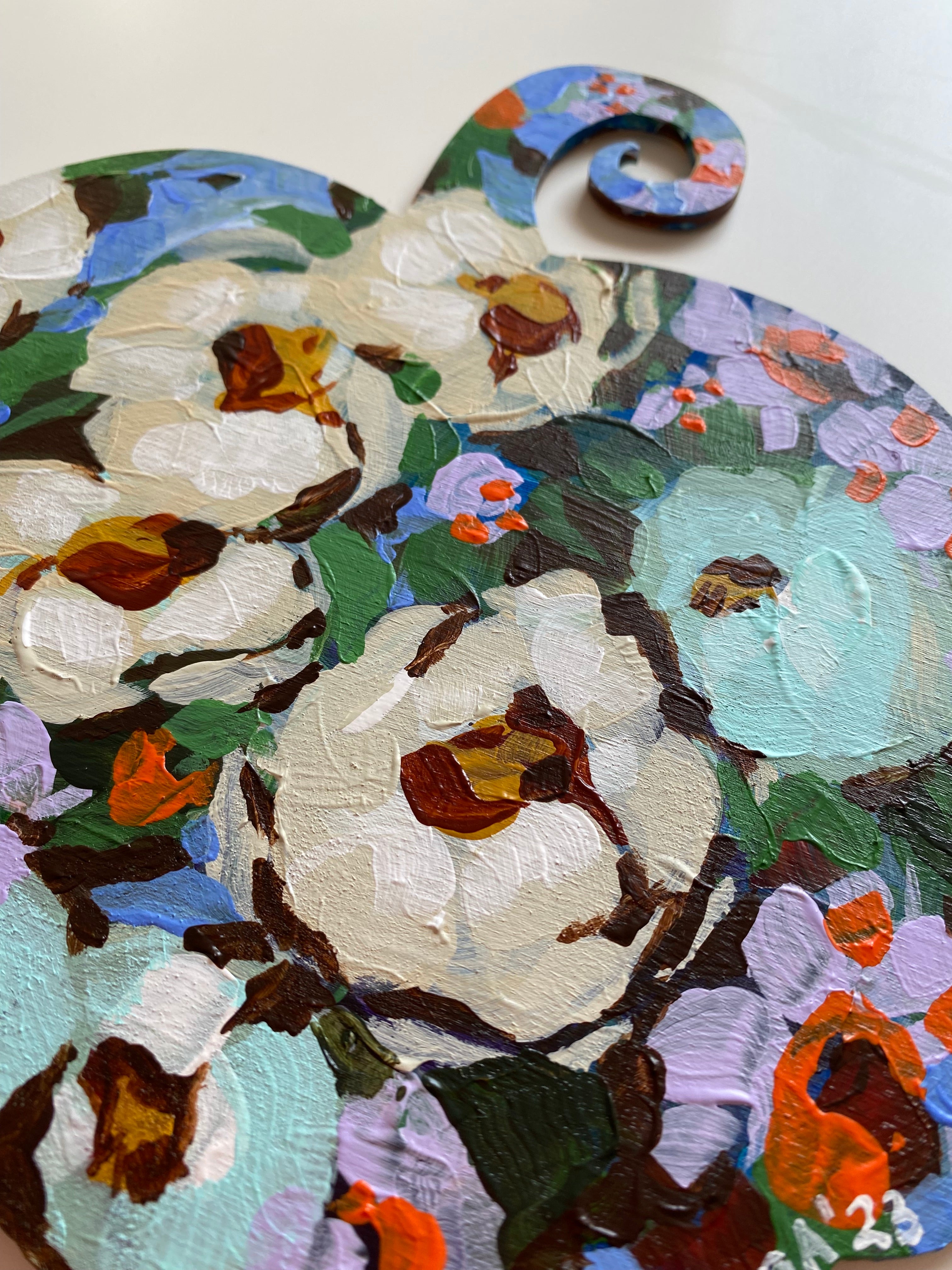 Violet Daisies Pumpkin