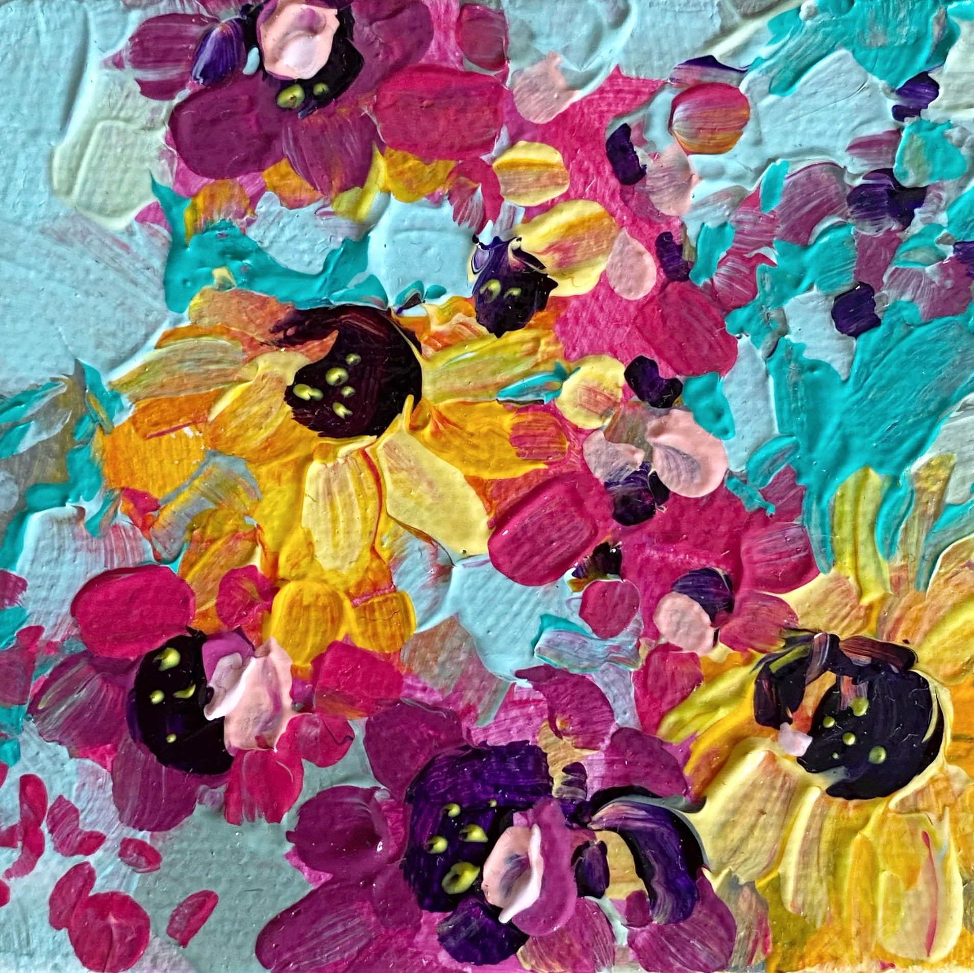 Late but joyful, 7,5x7,5 cm